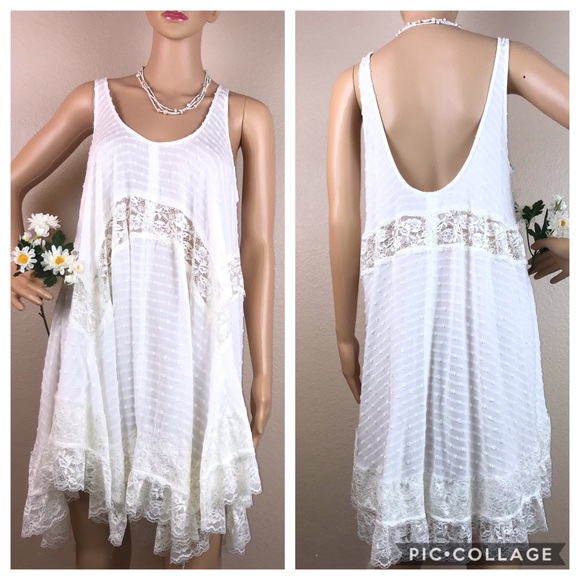 Olivaceous Eyelet Dot Lace Trapeze Tent Dress - Picture 2 of 8